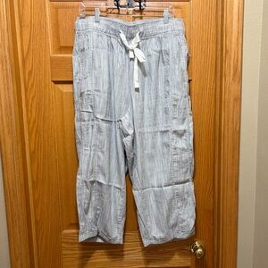 Lane Bryant Striped White And Black Ankle & Cropped Pants Wide Leg